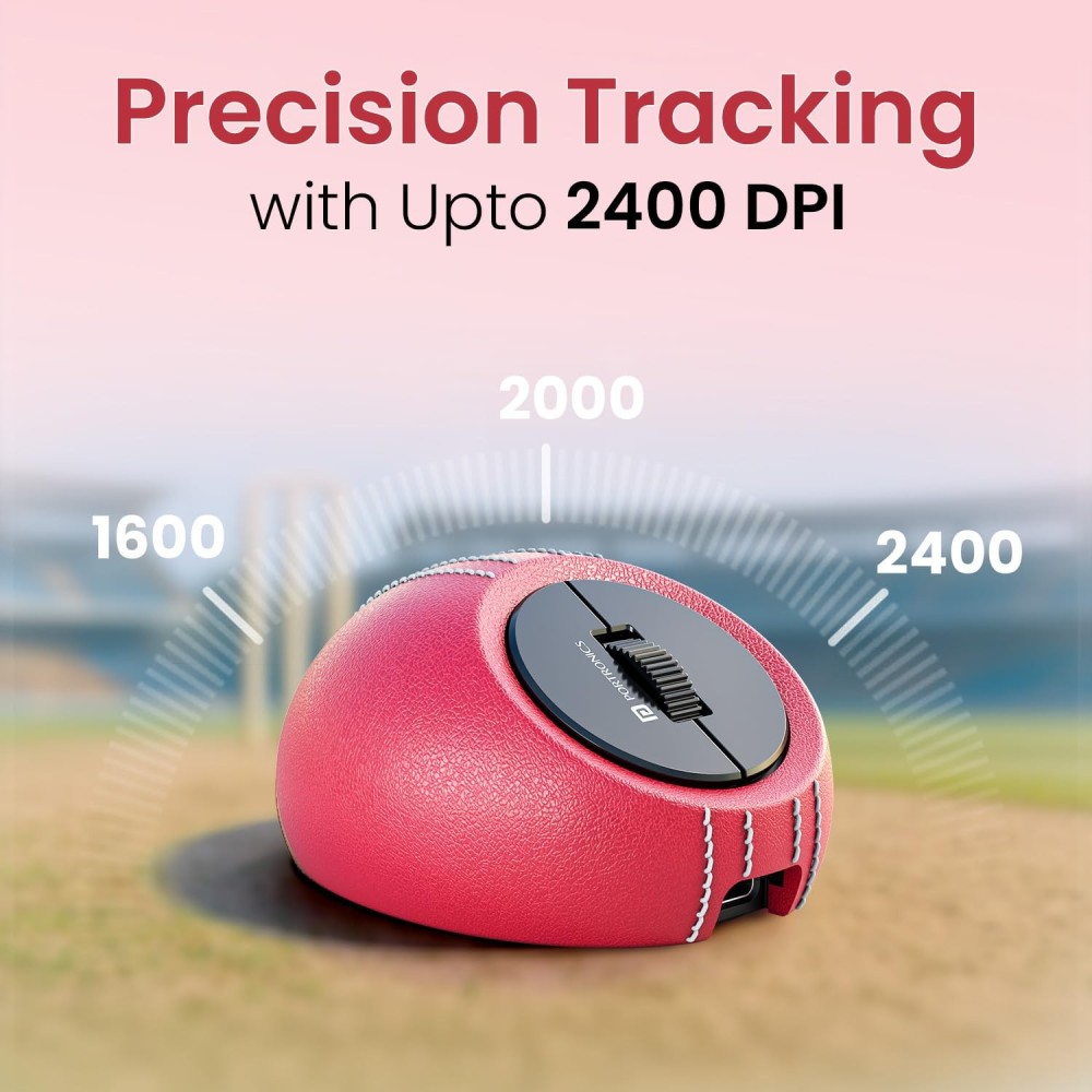 Portronics ToadPlay Cricket Mini Wireless Bluetooth Mouse with Dual BT + 2.4GHz, Rechargeable & Silent Clicks - (Red)