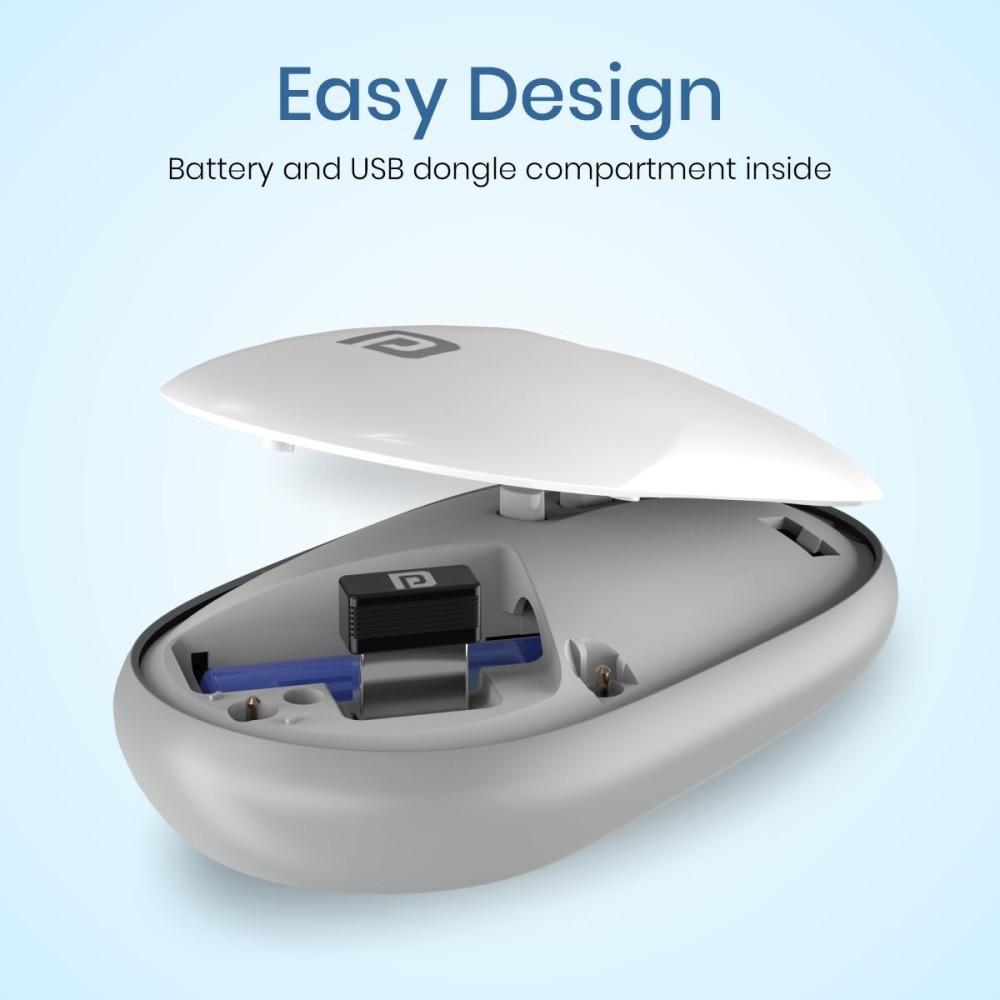 Portronics Toad II Bluetooth Mouse with Bluetooth 5.0 & 2.4GHz Dual Wireless, Rechargeable, 1600 DPI for Laptop, MacBook & PC - (Grey)