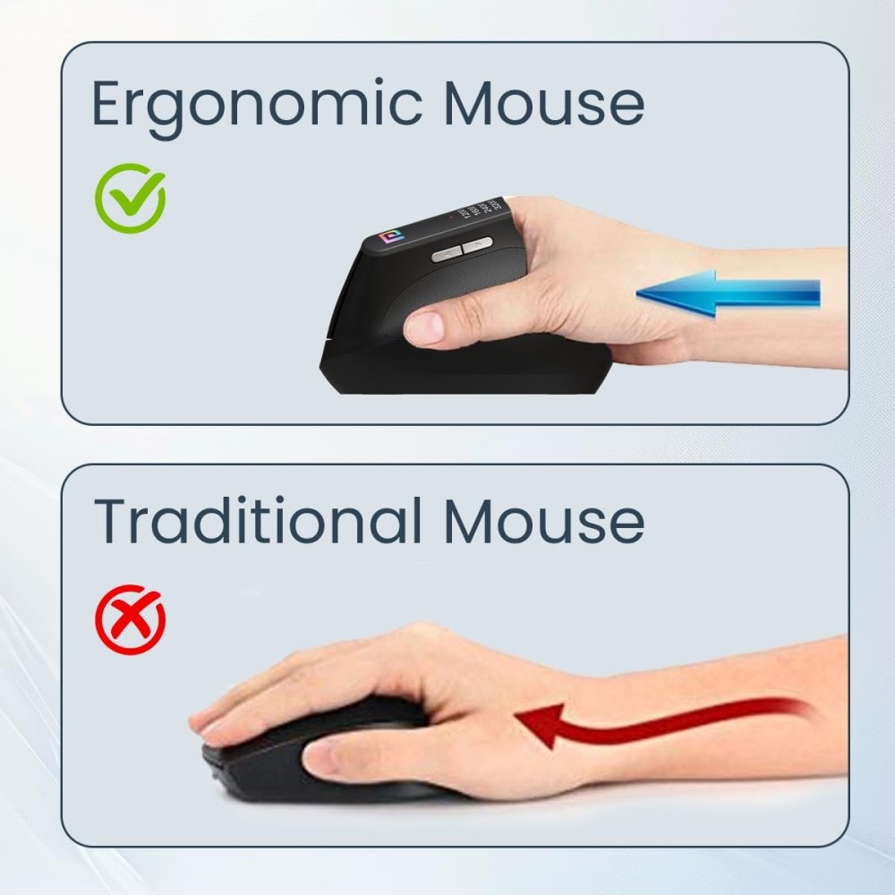 Portronics Toad Ergo Vertical Advanced Wireless Ergonomic Mouse 2.4GHz, 6D Buttons, Adjustable DPI up to 3200, Wrist Support - (Black)