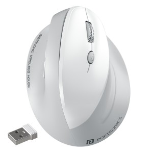 Portronics Toad Ergo 4 Vertical Wireless Bluetooth Mouse with Dual Mode 2.4GHz + Bluetooth, 4000 DPI, Rechargeable Ergonomic Mouse - (White)