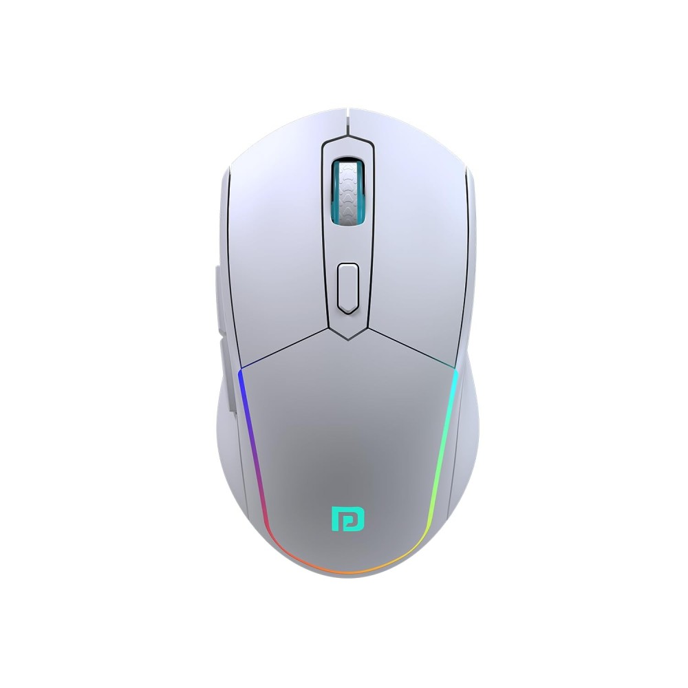 Portronics Toad One Bluetooth & 2.4GHz Dual Wireless Mouse, Rechargeable RGB Ergonomic Mouse, 6 Buttons, Multi-Device (3 Devices) - (White)