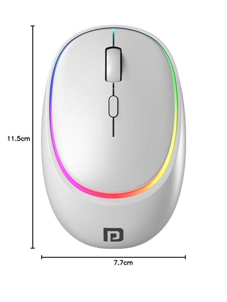 Portronics Toad IV Bluetooth & 2.4GHz Wireless Rechargeable Mouse with Multi-Device RGB Mouse with Adjustable DPI for Laptop, PC, Tablet & Smartphone - (White)