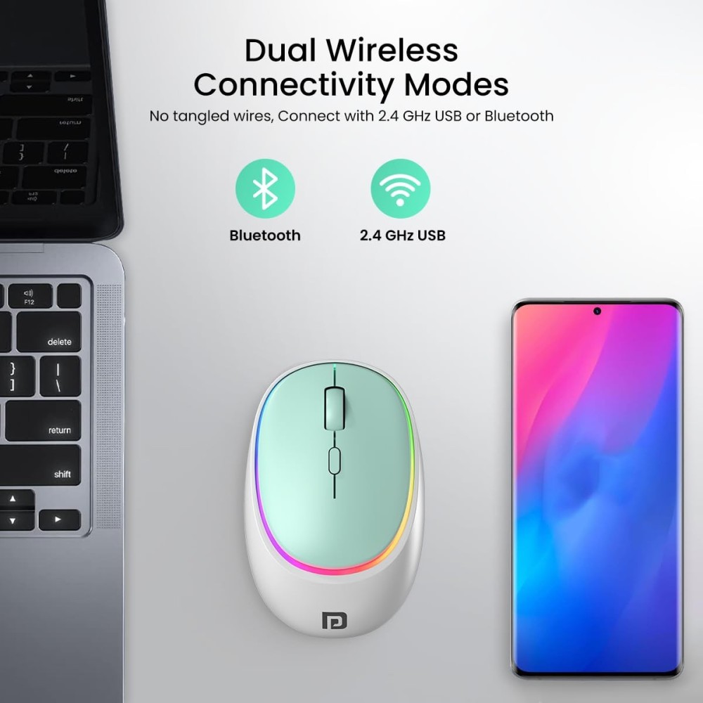Portronics Toad IV Bluetooth & 2.4GHz Wireless Rechargeable Mouse with Multi-Device RGB Mouse with Adjustable DPI for Laptop, PC, Tablet & Smartphone - (Blue)
