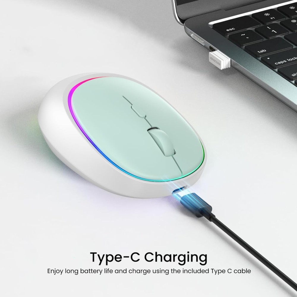 Portronics Toad IV Bluetooth & 2.4GHz Wireless Rechargeable Mouse with Multi-Device RGB Mouse with Adjustable DPI for Laptop, PC, Tablet & Smartphone - (Blue)