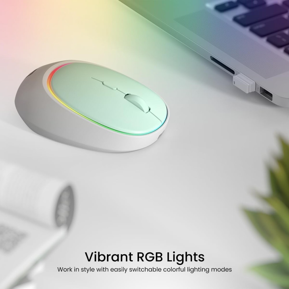 Portronics Toad IV Bluetooth & 2.4GHz Wireless Rechargeable Mouse with Multi-Device RGB Mouse with Adjustable DPI for Laptop, PC, Tablet & Smartphone - (Blue)