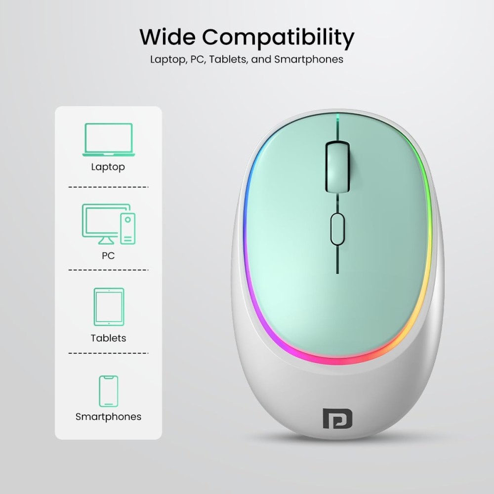 Portronics Toad IV Bluetooth & 2.4GHz Wireless Rechargeable Mouse with Multi-Device RGB Mouse with Adjustable DPI for Laptop, PC, Tablet & Smartphone - (Blue)