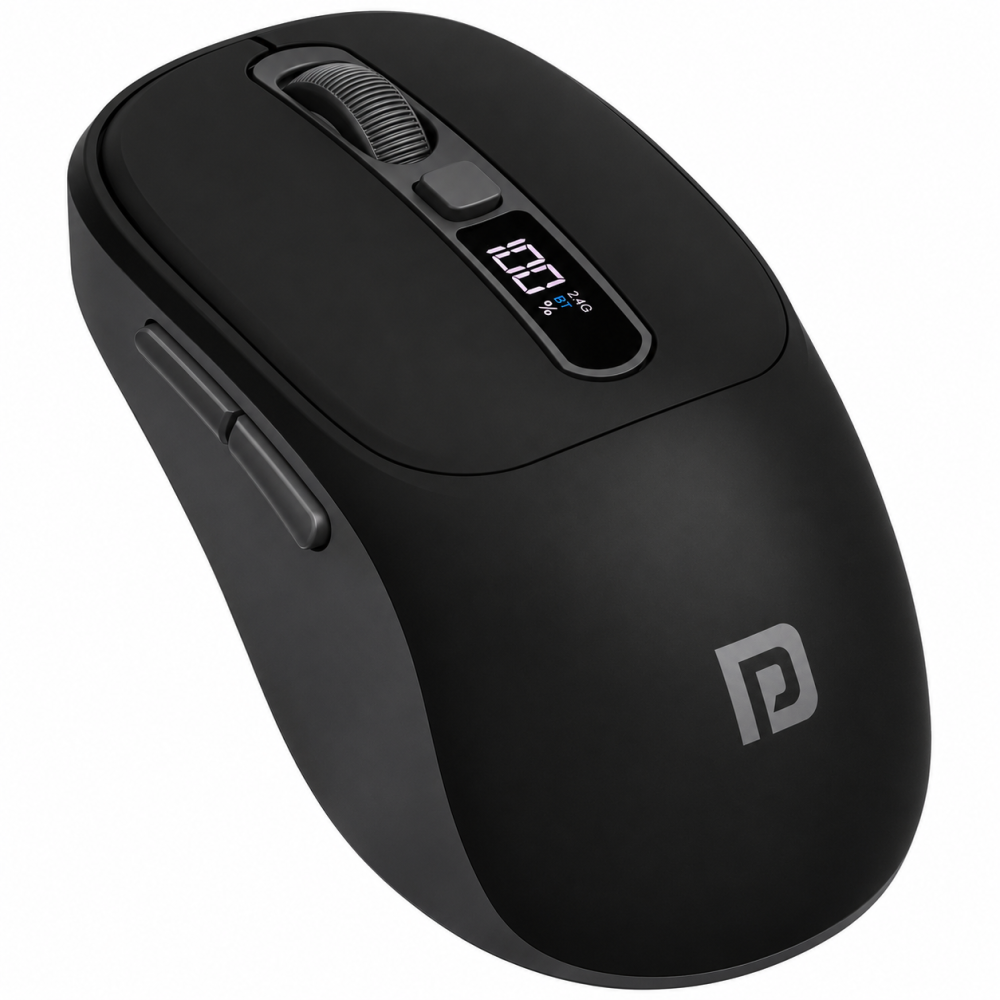Portronics Toad 9 Wireless Bluetooth Mouse with Dual Mode (Bluetooth + 2.4GHz), Smart LED Display, Rechargeable, 4800 DPI, Multi-Device - (Black)