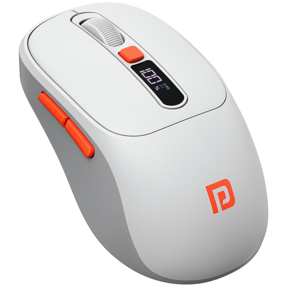 Portronics Toad 9 Wireless Bluetooth Mouse with Dual Connectivity (BT + 2.4GHz), Smart LED Display, Rechargeable, 4800 DPI, Multi-Device - (White)