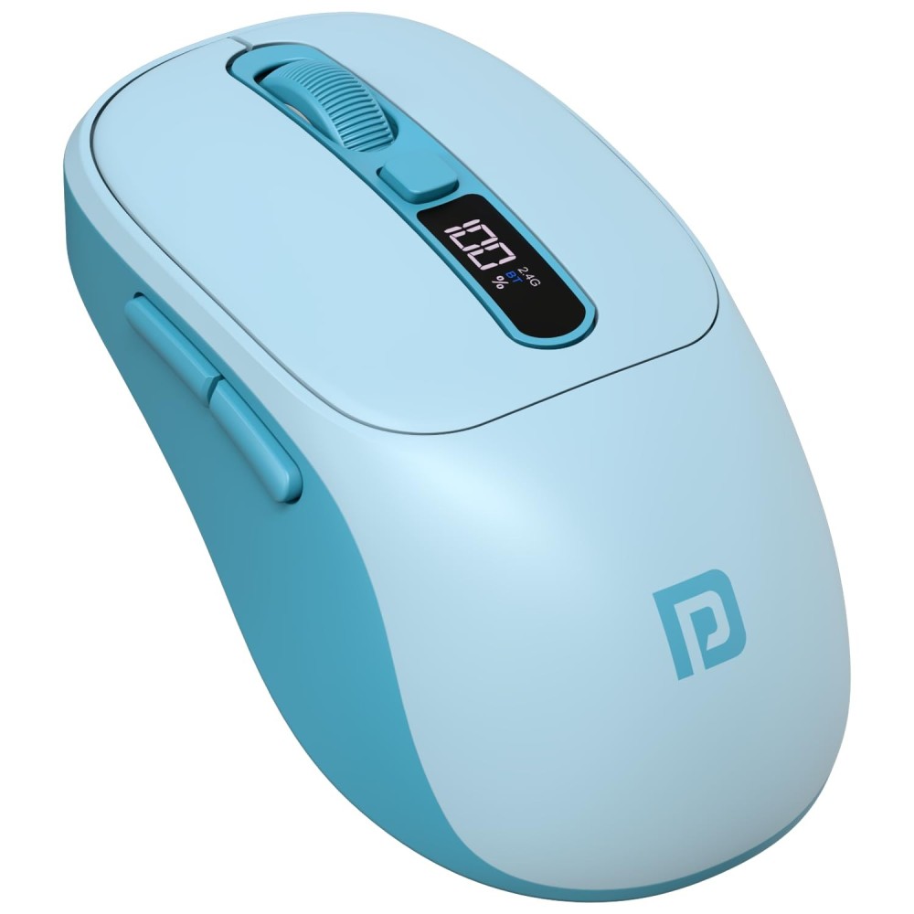 Portronics Toad 9 Wireless Bluetooth Mouse with Dual Connectivity (BT + 2.4GHz), Smart LED Display, Rechargeable, 4800 DPI, Multi-Device - (Blue)