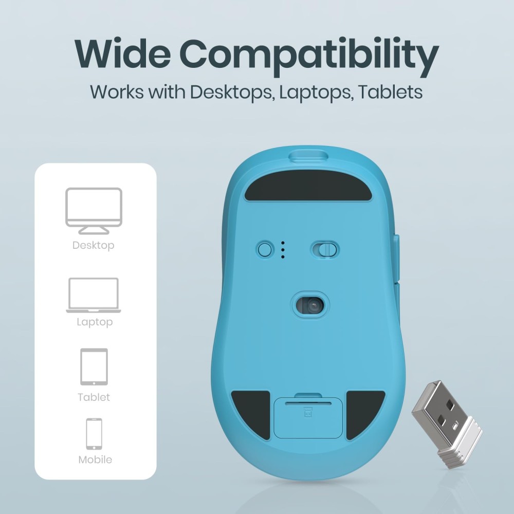 Portronics Toad 9 Wireless Bluetooth Mouse with Dual Connectivity (BT + 2.4GHz), Smart LED Display, Rechargeable, 4800 DPI, Multi-Device - (Blue)