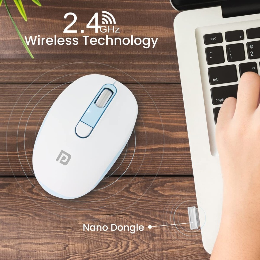 Portronics Toad 11 Wireless Mouse 2.4GHz USB Nano Receiver, Adjustable 1600 DPI, Ambidextrous Ergonomic Mouse for Laptop, PC & MacBook - (Blue)