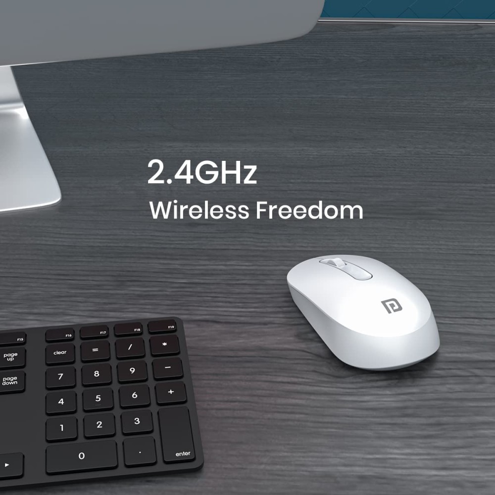 Portronics Toad 13 Wireless Mouse with 2.4GHz USB Nano Receiver, 1200 DPI Optical Sensor, Ambidextrous Design for Laptop, PC & Mac - (White)