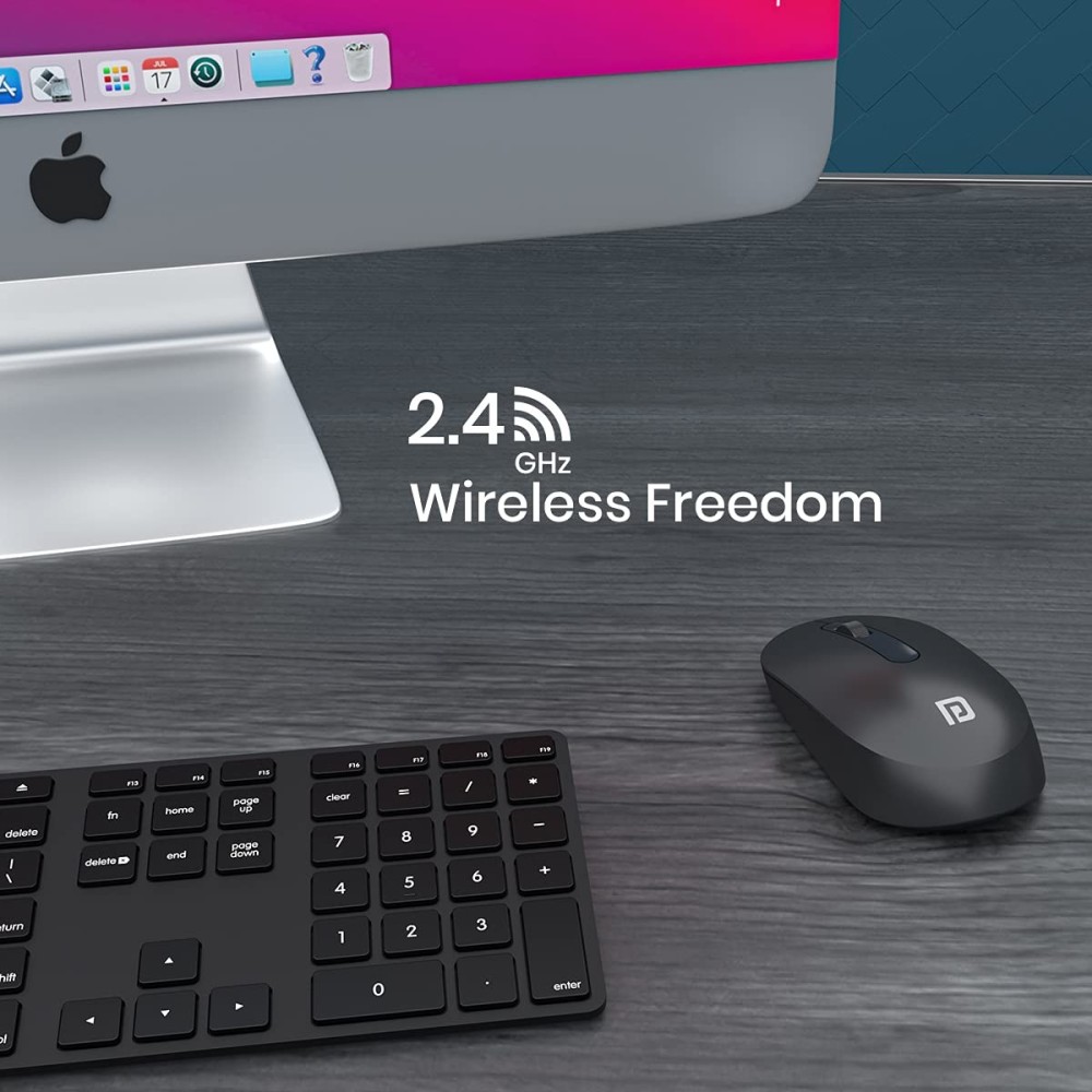 Portronics Toad 13 Wireless Mouse with 2.4GHz USB Nano Receiver, 1200 DPI Optical Sensor, Ambidextrous Design for Laptop, PC & Mac - (Black)