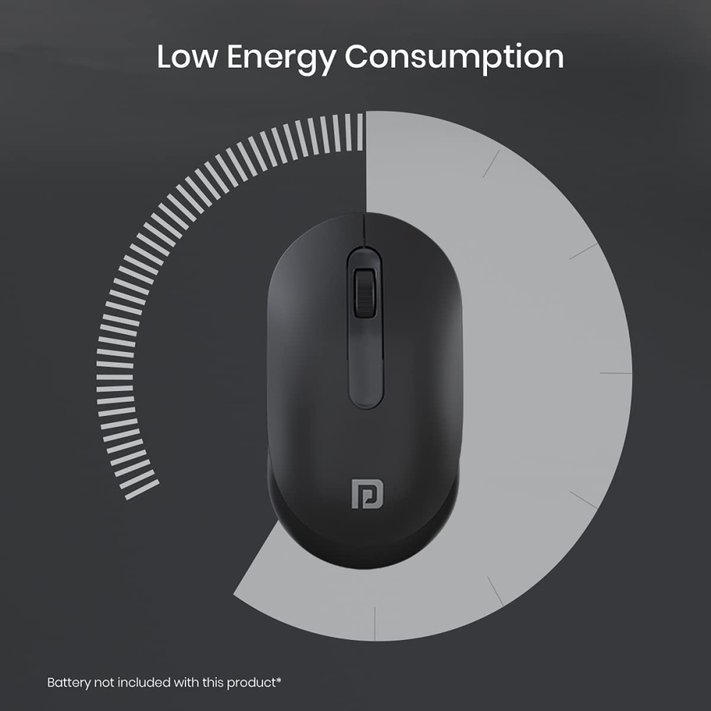 Portronics Toad 13 Wireless Mouse with 2.4GHz USB Nano Receiver, 1200 DPI Optical Sensor, Ambidextrous Design for Laptop, PC & Mac - (Black)