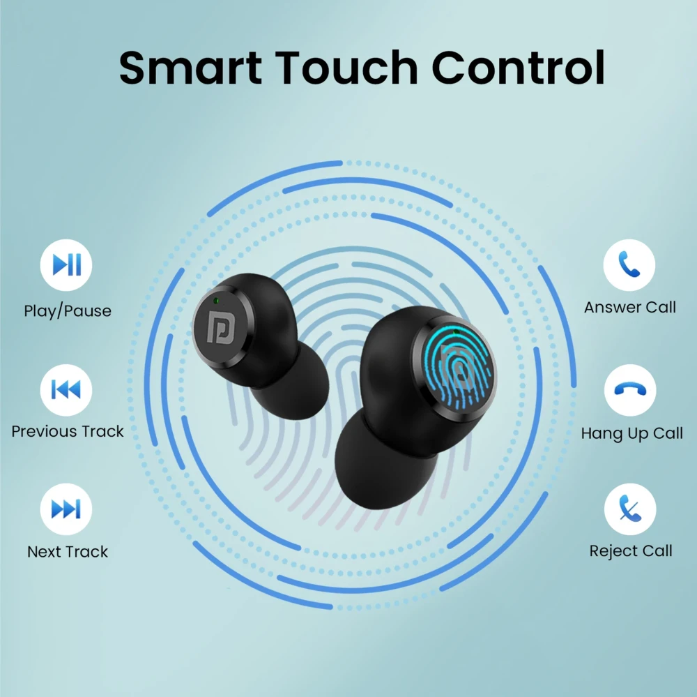 Portronics Harmonics Twins S13 in Ear Earbuds With Mic,24H Playtime, Game/Music Mode,BT5.3v Bluetooth Headset (Black, True Wireless)