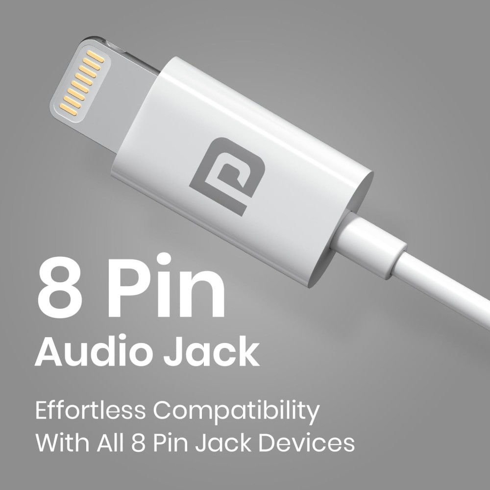 Portronics Conch Theta L 8 Pin Wired Earphone with in Line HD Mic, Powerful Audio, 14.2mm Driver, Unique Earbuds Design, TPE Anti Tangle Wire, in line Controls, Wide Compatibility(White)