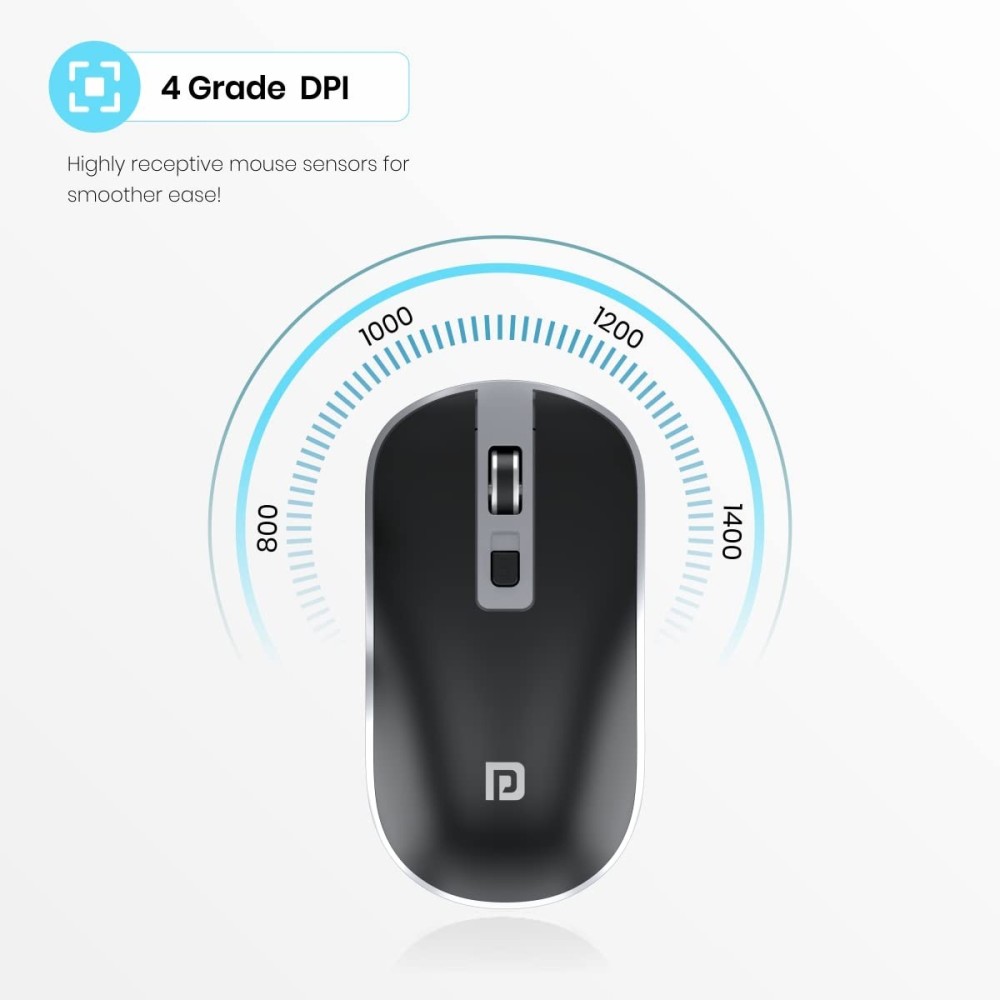 Portronics Toad 14 Wireless Mouse, 2.4GHz USB Nano Dongle, Adjustable 1400 DPI, Dual-Function Scroll Wheel - (Black)