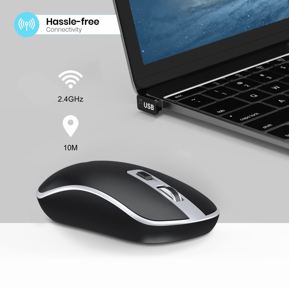 Portronics Toad 14 Wireless Mouse, 2.4GHz USB Nano Dongle, Adjustable 1400 DPI, Dual-Function Scroll Wheel - (Black)