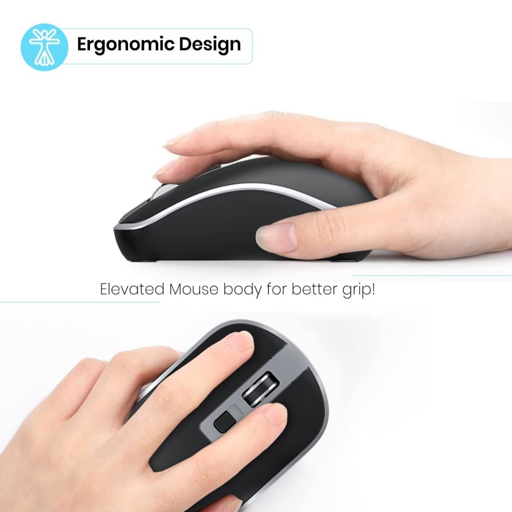 Portronics Toad 14 Wireless Mouse, 2.4GHz USB Nano Dongle, Adjustable 1400 DPI, Dual-Function Scroll Wheel - (Black)
