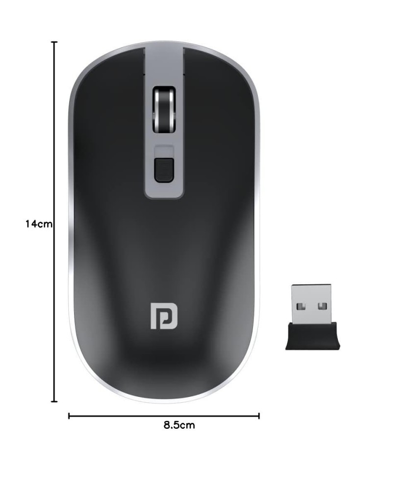 Portronics Toad 14 Wireless Mouse, 2.4GHz USB Nano Dongle, Adjustable 1400 DPI, Dual-Function Scroll Wheel - (Black)