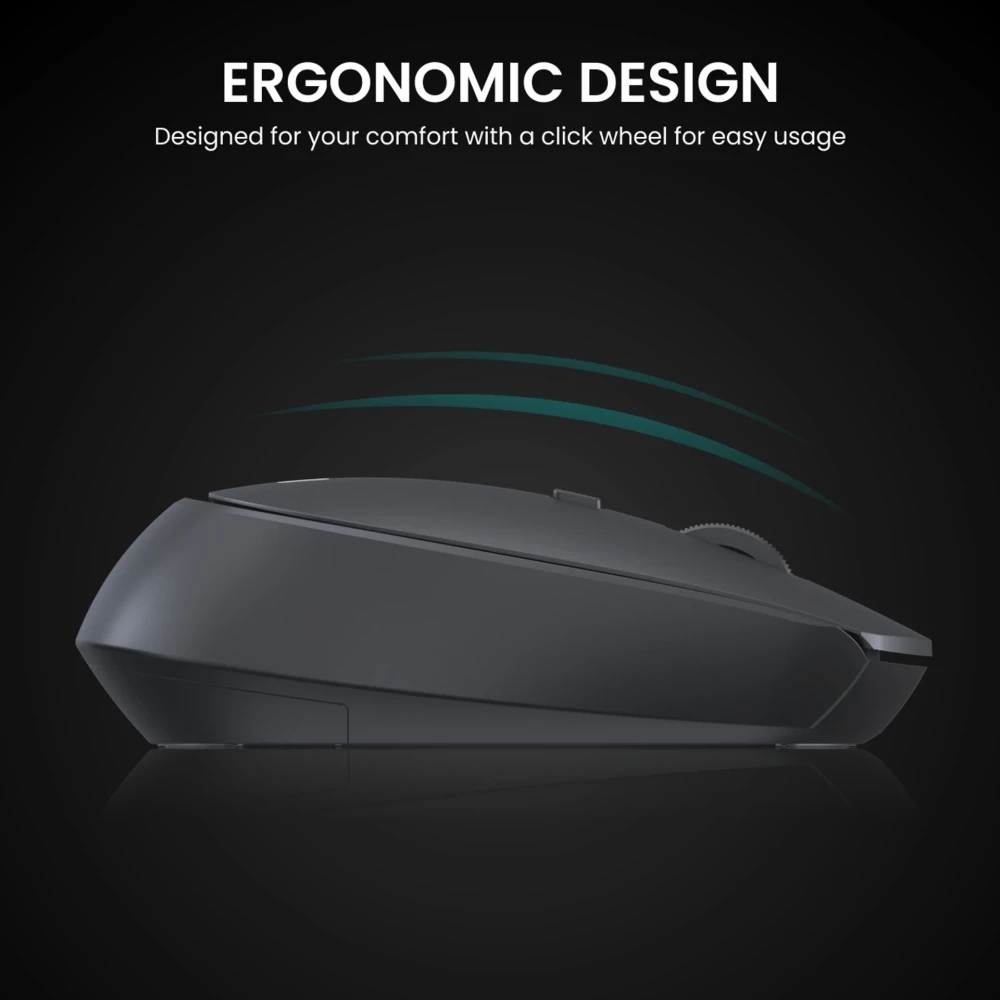 Portronics Toad 23 Wireless Optical Mouse with 2.4GHz USB Nano Dongle, Adjustable DPI, Click Wheel for Laptop, PC & Mac - (Black)