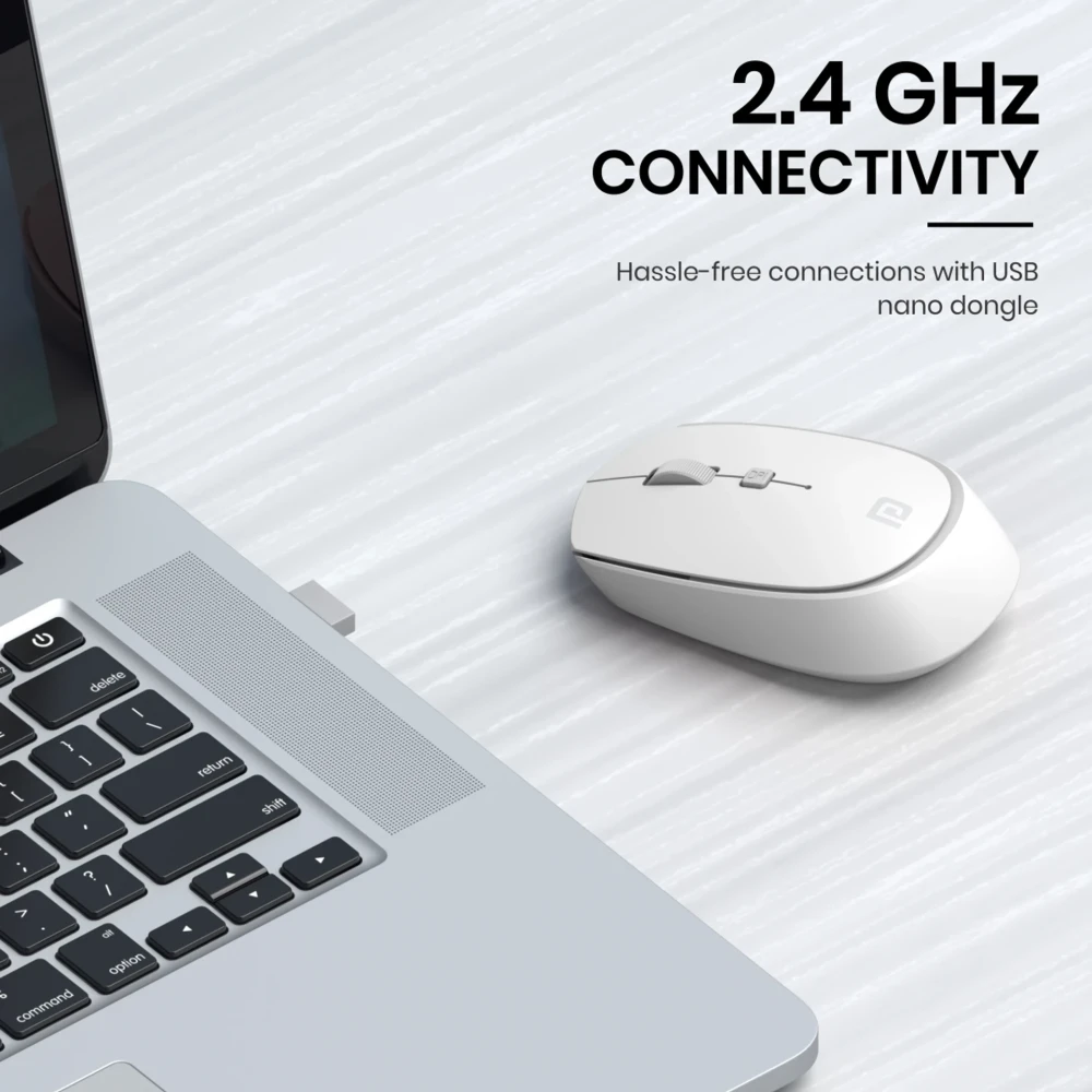 Portronics Toad 23 Wireless Optical Mouse with 2.4GHz USB Nano Dongle, Adjustable DPI, Click Wheel for Laptop, PC & Mac - (White)