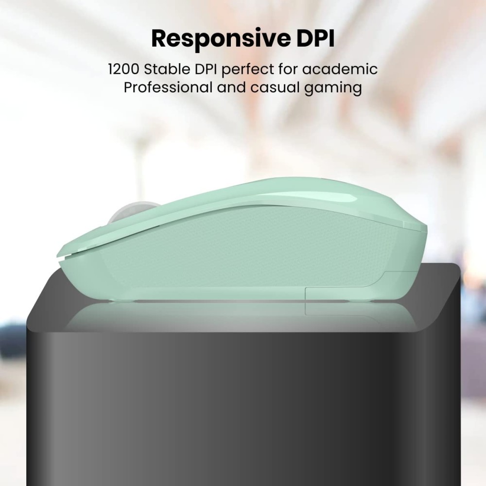 Portronics Toad 25 Wireless Mouse 2.4GHz with USB Nano Receiver, 1200 DPI Optical Sensor, Ambidextrous Design for PC, Laptop & MacBook – (Green)