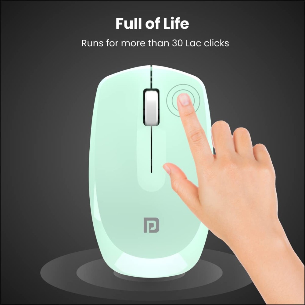 Portronics Toad 25 Wireless Mouse 2.4GHz with USB Nano Receiver, 1200 DPI Optical Sensor, Ambidextrous Design for PC, Laptop & MacBook – (Green)