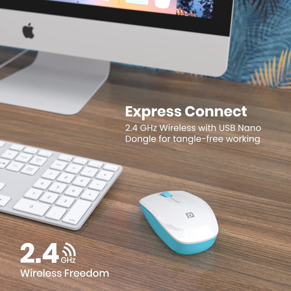 Portronics Toad 25 Wireless Mouse 2.4GHz with USB Nano Receiver, 1200 DPI Optical Sensor, Ambidextrous Design for PC, Laptop & MacBook – (White)