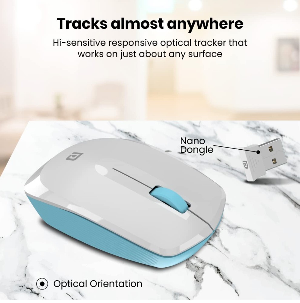 Portronics Toad 25 Wireless Mouse 2.4GHz with USB Nano Receiver, 1200 DPI Optical Sensor, Ambidextrous Design for PC, Laptop & MacBook – (White)