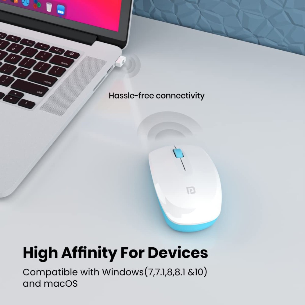 Portronics Toad 25 Wireless Mouse 2.4GHz with USB Nano Receiver, 1200 DPI Optical Sensor, Ambidextrous Design for PC, Laptop & MacBook – (White)