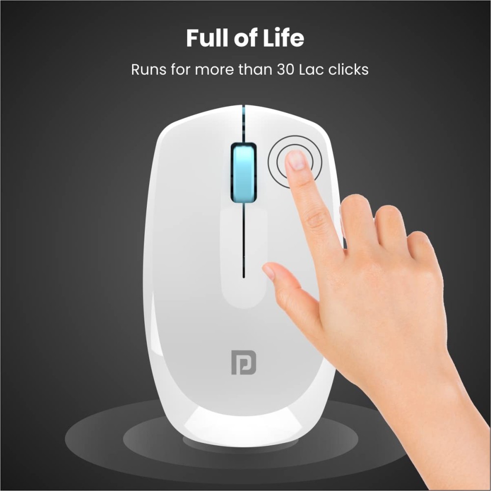 Portronics Toad 25 Wireless Mouse 2.4GHz with USB Nano Receiver, 1200 DPI Optical Sensor, Ambidextrous Design for PC, Laptop & MacBook – (White)