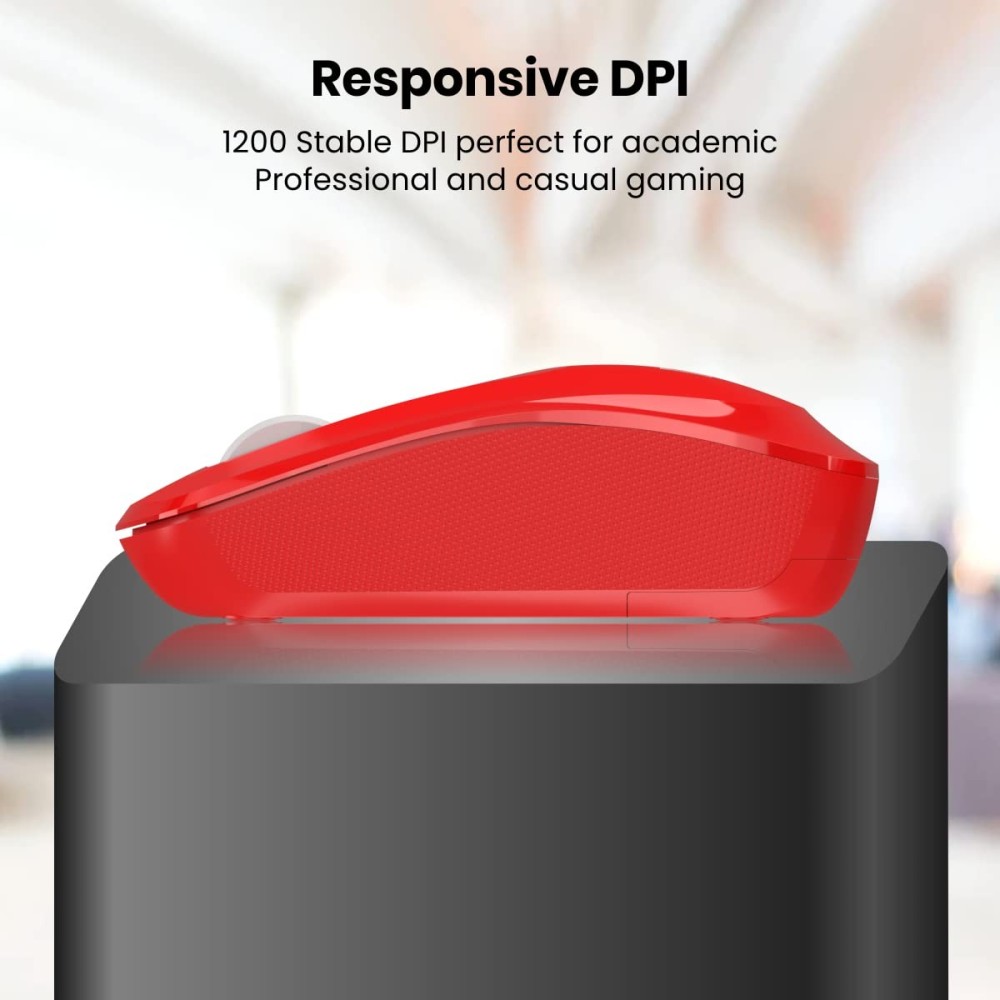 Portronics Toad 25 Wireless Mouse 2.4GHz with USB Nano Receiver, 1200 DPI Optical Sensor, Ambidextrous Design for PC, Laptop & MacBook – (Red)