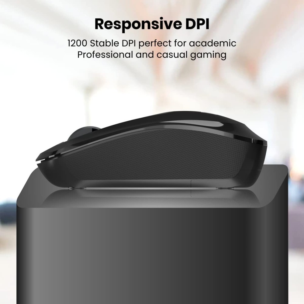 Portronics Toad 25 Wireless Mouse 2.4GHz with USB Nano Receiver, 1200 DPI Optical Sensor, Ambidextrous Design for PC, Laptop & MacBook – (Black)