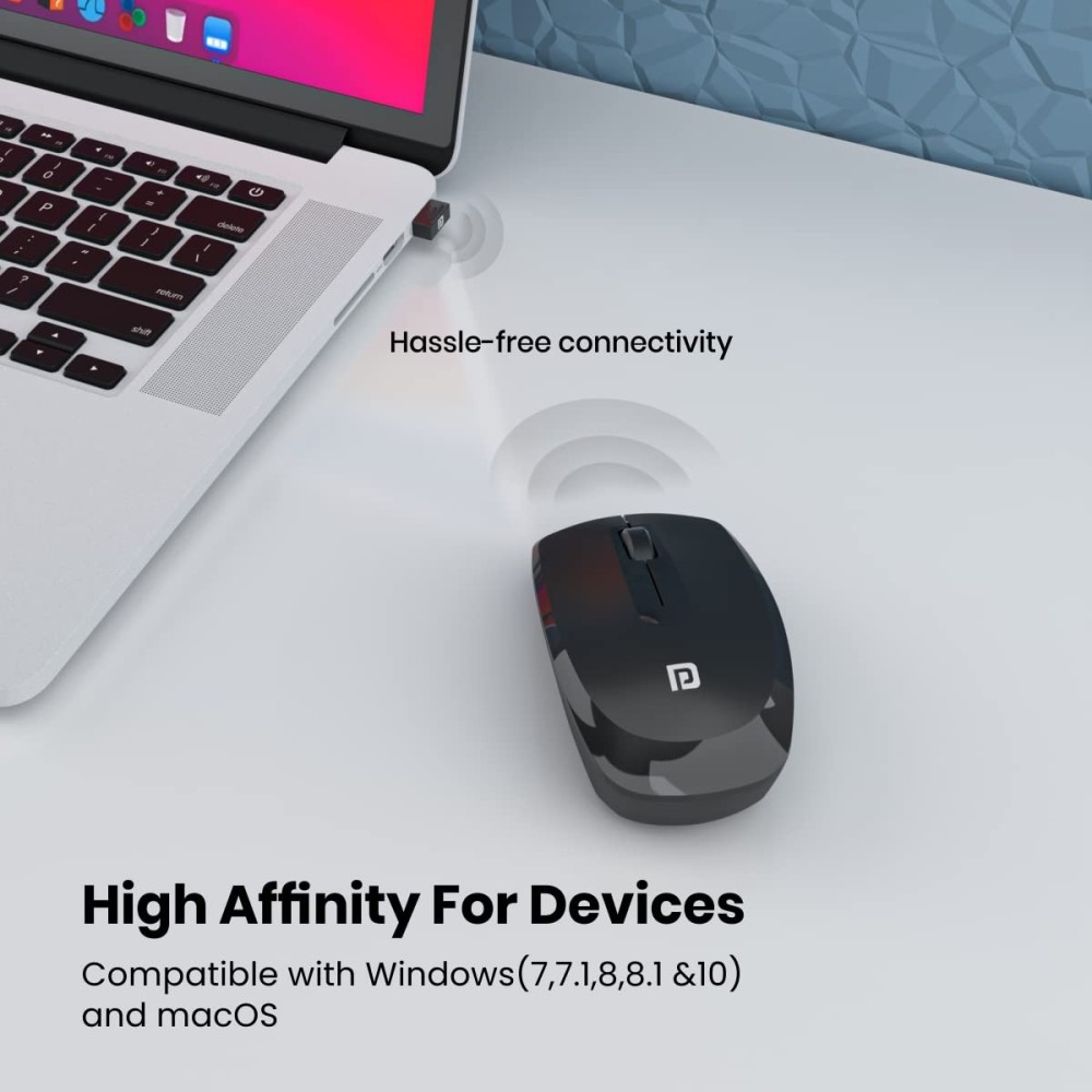 Portronics Toad 25 Wireless Mouse 2.4GHz with USB Nano Receiver, 1200 DPI Optical Sensor, Ambidextrous Design for PC, Laptop & MacBook – (Black)