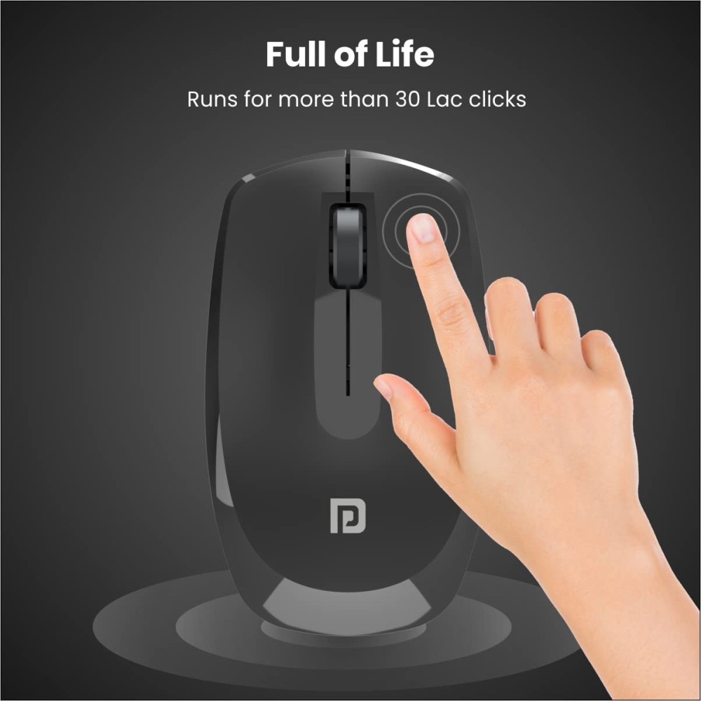 Portronics Toad 25 Wireless Mouse 2.4GHz with USB Nano Receiver, 1200 DPI Optical Sensor, Ambidextrous Design for PC, Laptop & MacBook – (Black)