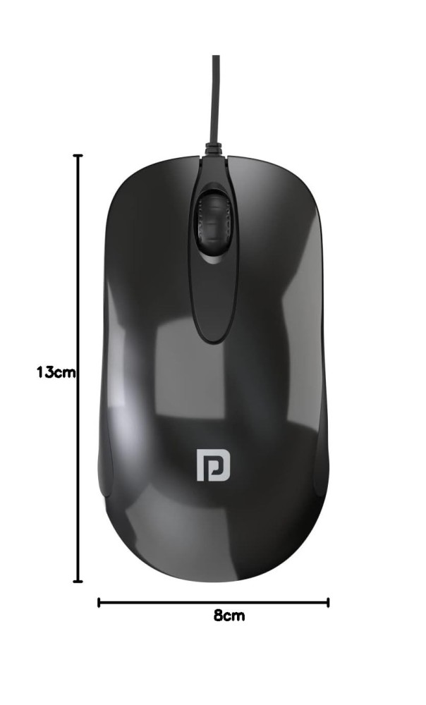 Portronics Toad 26 Wired Optical Mouse with 1500 DPI, USB Connectivity, Click Wheel, 1.35m Cable - (Black)