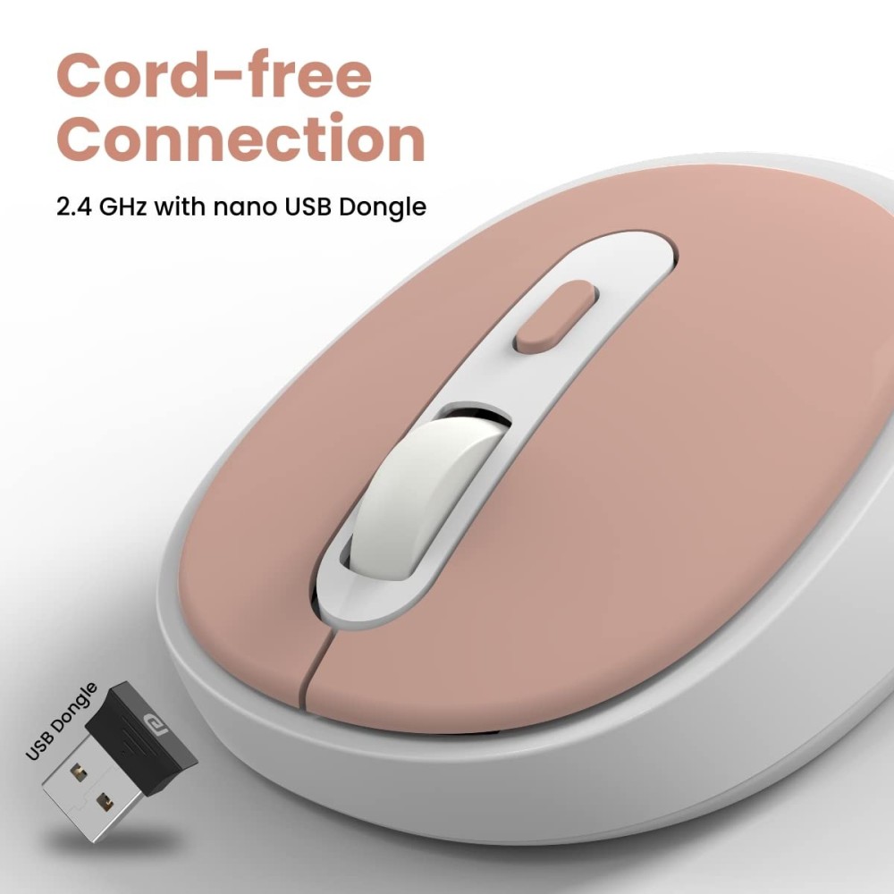 Portronics Toad 27 Wireless Mouse with Silent Buttons, 2.4GHz USB Nano Receiver, Adjustable DPI for PC, Laptop & Mac – (Pink)
