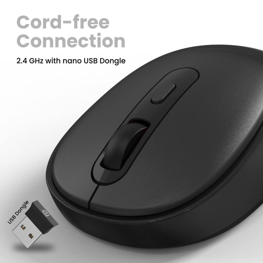 Portronics Toad 27 Wireless Mouse with Silent Buttons, 2.4GHz USB Nano Receiver, Adjustable DPI for PC, Laptop & Mac – (Black)