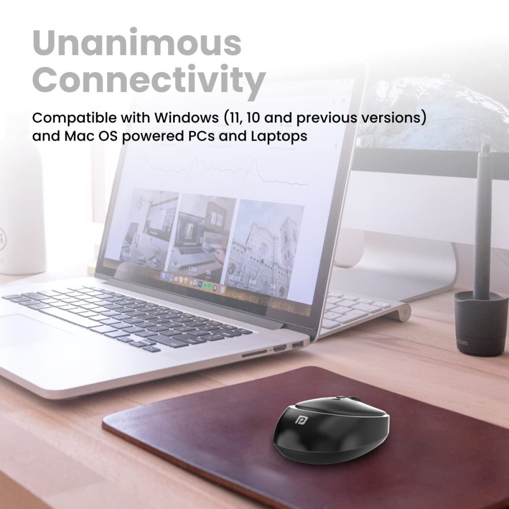 Portronics Toad 27 Wireless Mouse with Silent Buttons, 2.4GHz USB Nano Receiver, Adjustable DPI for PC, Laptop & Mac – (Black)
