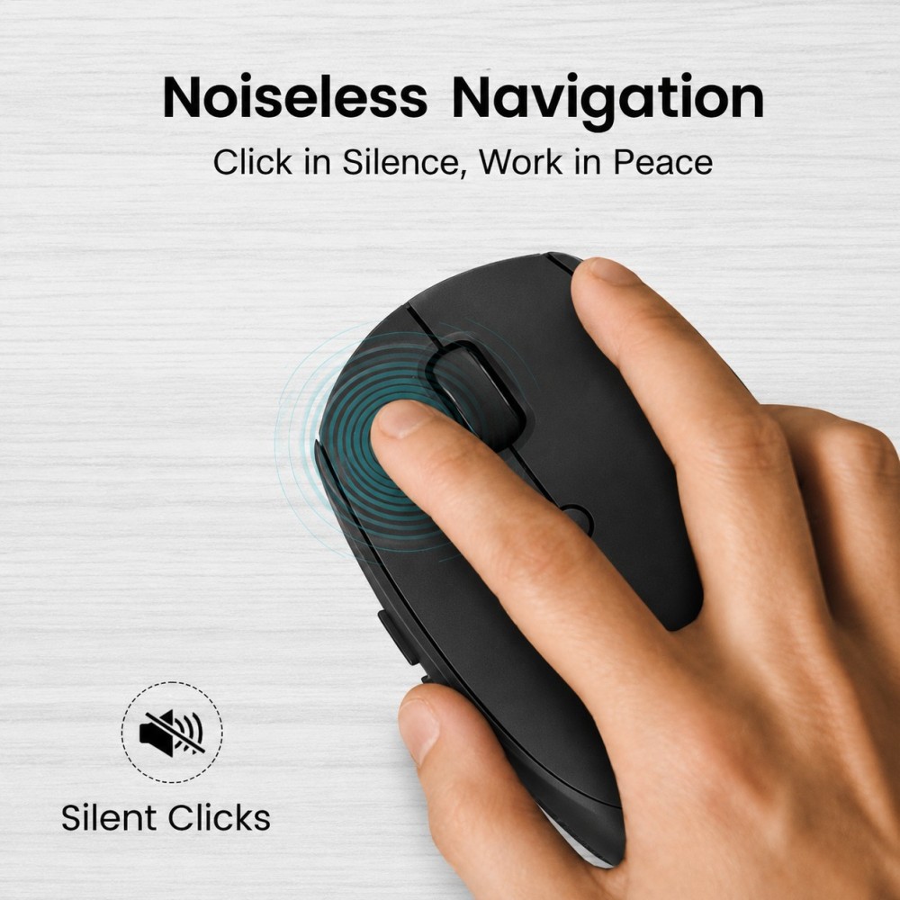 Portronics Toad 30 Wireless Mouse with 2.4GHz USB Receiver, 6 Buttons, Adjustable DPI, Ergonomic Silicon Grip for PC, Laptop & Mac – (Black)