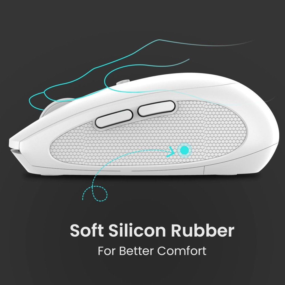 Portronics Toad 30 Wireless Mouse with 2.4GHz USB Receiver, 6 Buttons, Adjustable DPI, Ergonomic Silicon Grip for PC, Laptop & Mac – (White)