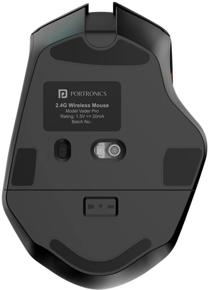 Portronics Vader Pro Wireless Gaming Mouse with 2.4GHz Receiver, 6 Buttons, Adjustable DPI, Ergonomic Thumb Support for PC, Laptop & Mac – (Midnight Black)