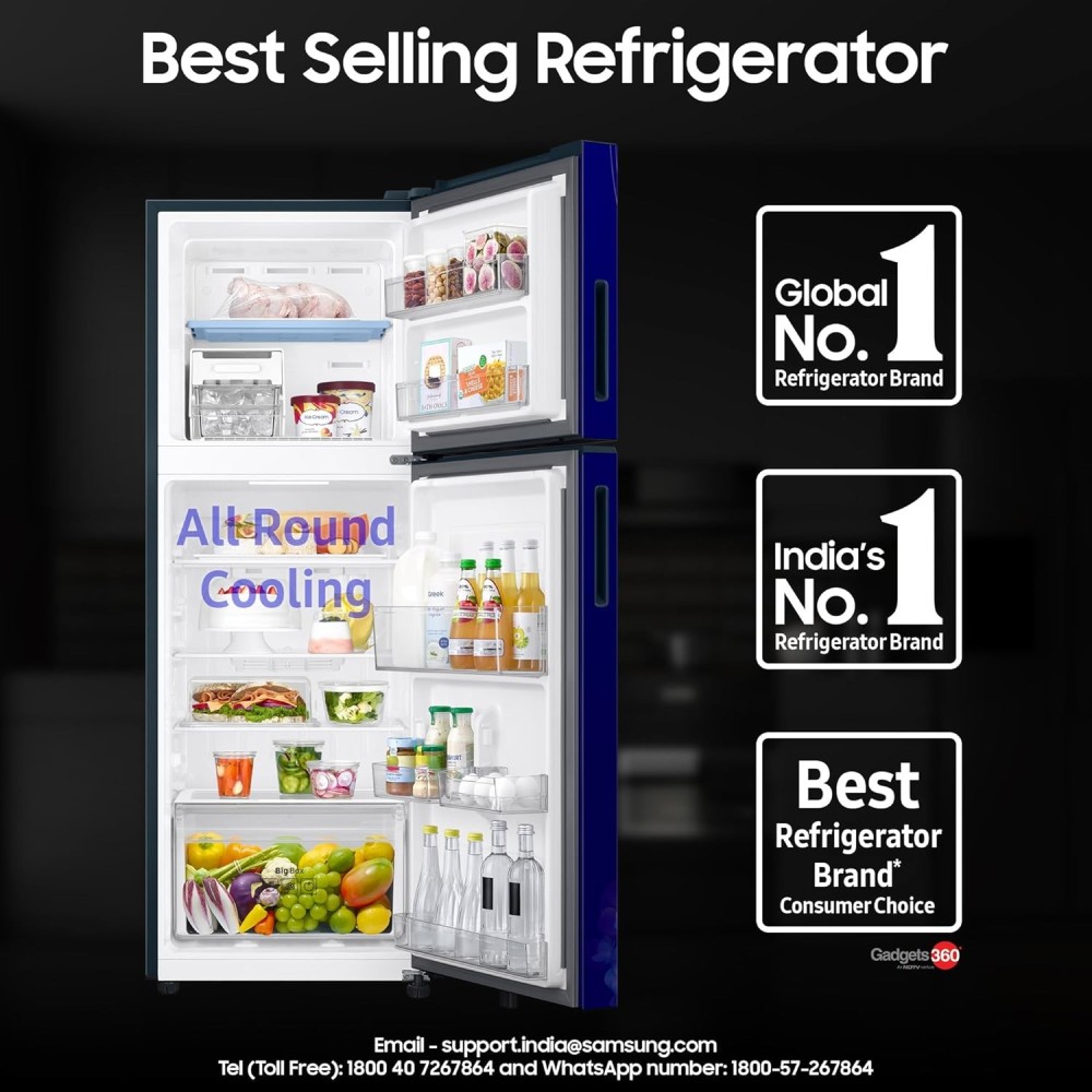 Samsung 236 L, 2 Star, Convertible, Digital Inverter Frost Free Double Door Refrigerator (RT40H28U2HSHL, Hydrangea Blue, 2026 Model)