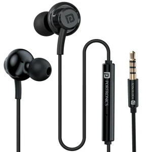 Portronics Conch Gamma A in Ear Type C Wired Earphones with in Line HD Mic & Magnetic Earbuds, Powerful Audio, 14.2mm Driver, TPE Anti-Tangle Wire, in line Controls, Wide Compatibility(Black)