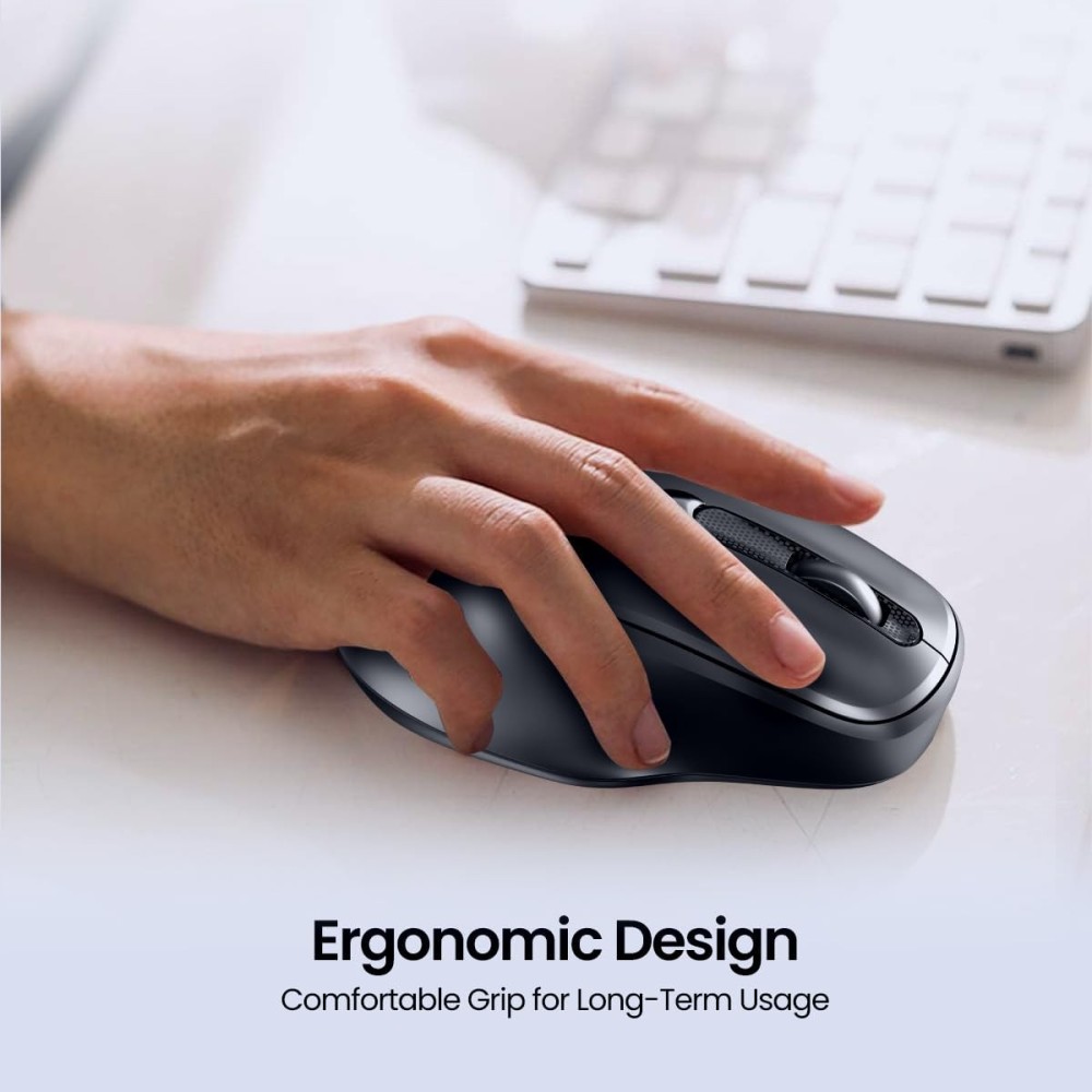 Portronics Toad 7 Wireless Mouse with Bluetooth 5.3 & 2.4GHz, Rechargeable Battery, Adjustable 3200 DPI, Ergonomic Mouse for Laptop, PC & Mac - (Black)