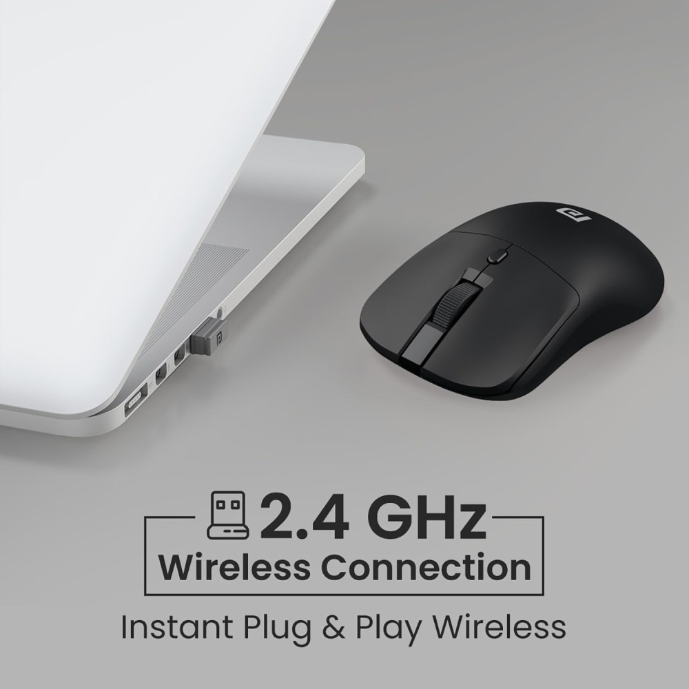 Portronics Toad 33 Wireless Mouse 2.4GHz USB Receiver, Adjustable DPI, Ergonomic Design for Laptop, PC & Mac - (Black)