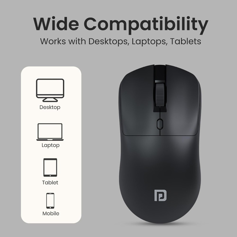 Portronics Toad 33 Wireless Mouse 2.4GHz USB Receiver, Adjustable DPI, Ergonomic Design for Laptop, PC & Mac - (Black)