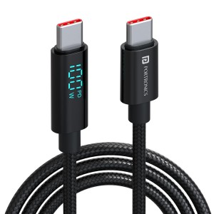 Portronics Konnect View 100W Type-C to Type-C Fast Charging Cable with LED Display (2M)