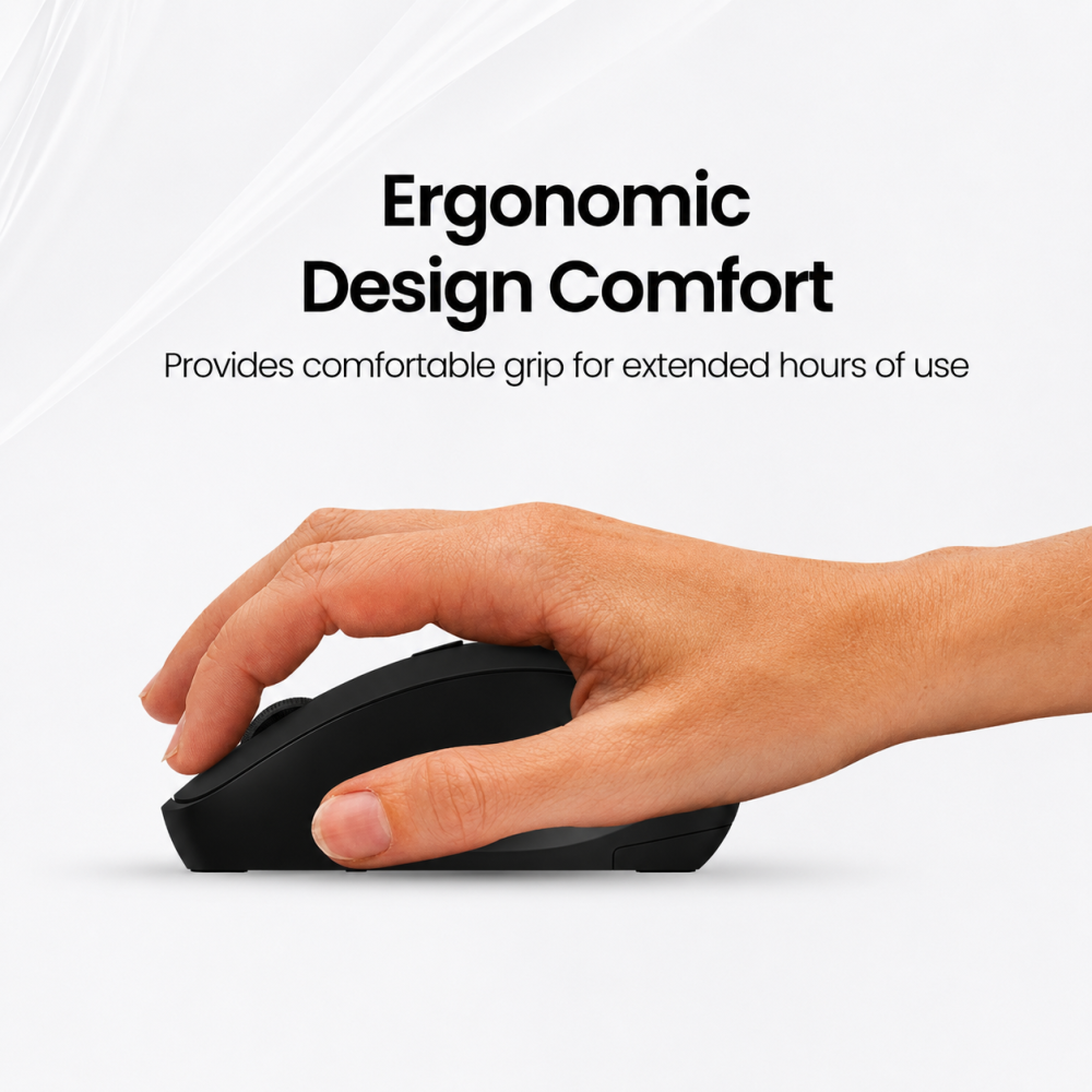Portronics Toad 34 Wireless Mouse 2.4GHz with USB Receiver, Adjustable DPI, Ergonomic Design for Laptop, PC & Mac - (Black)